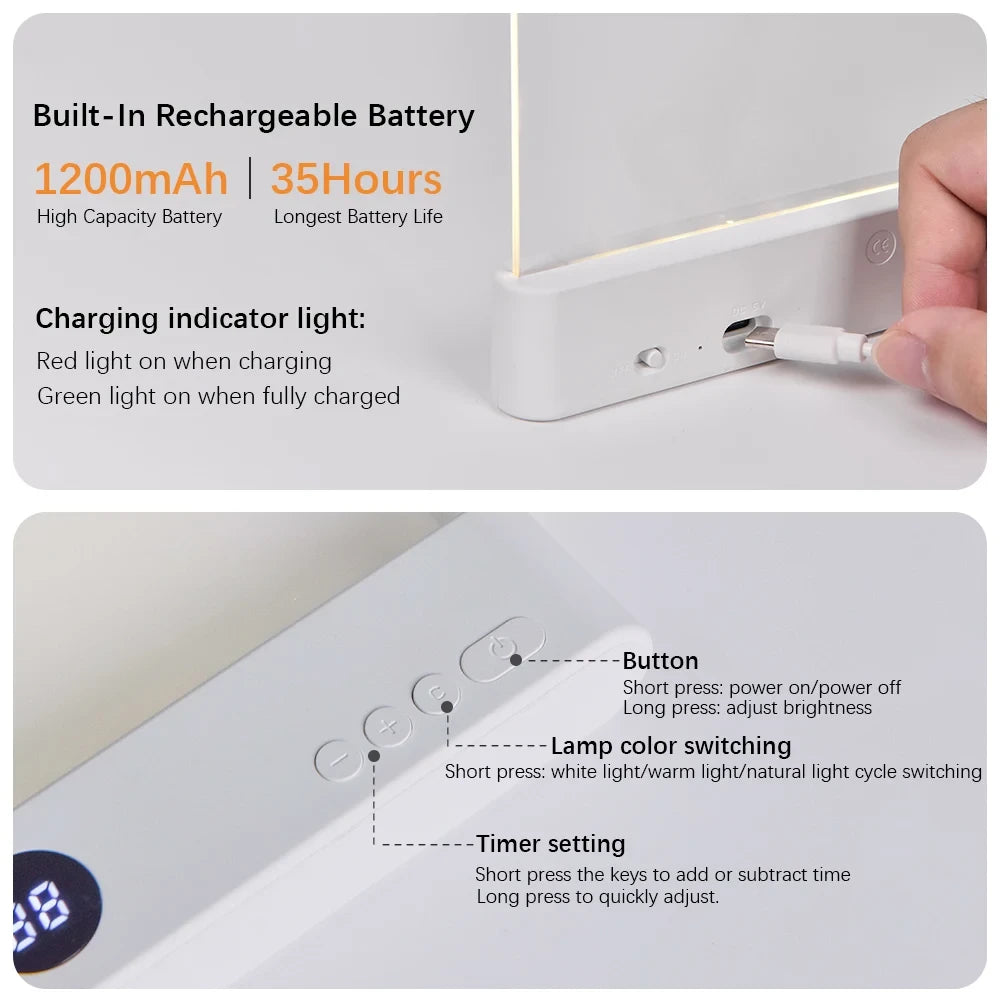 Luz de lectura recargable para la cama